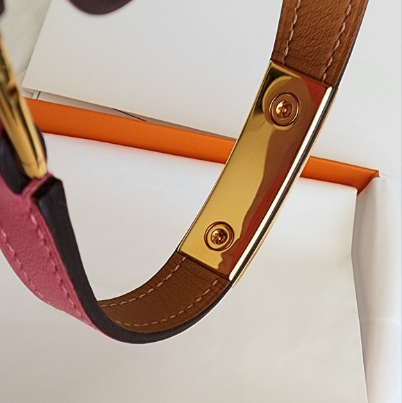 Hermès Rivale Double Tour Bracelet Swift Rose Azalee T2 - Picture 10 of 15